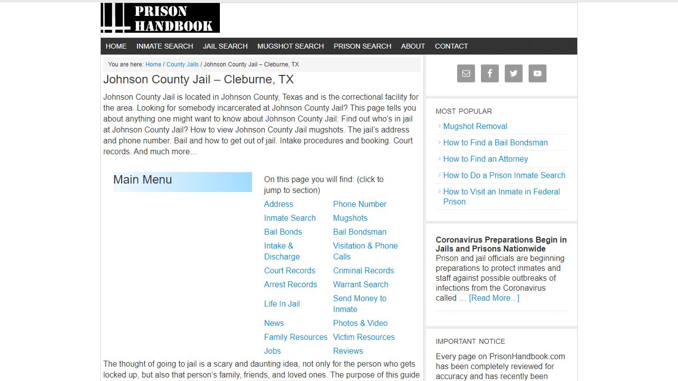 Johnson County Jail – Cleburne, TX - Prison Handbook